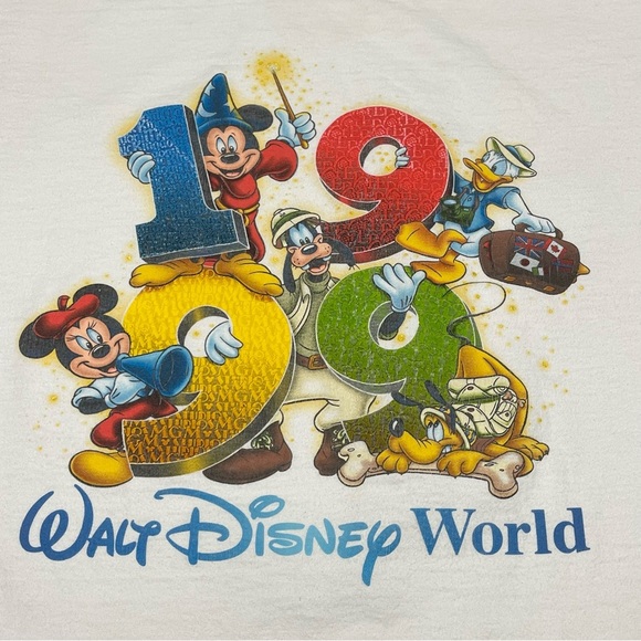 Vintage Walt Disney World 1999 White T Shirt Size XL Mickey Made In USA 90s - Picture 2 of 8